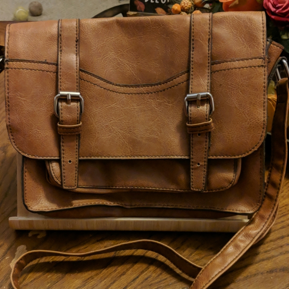 Brown satchel crossbody purse